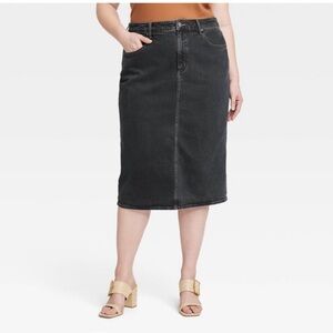 NEW Universal Thread™ Women's High-Rise Denim Midi Skirt Black Wash